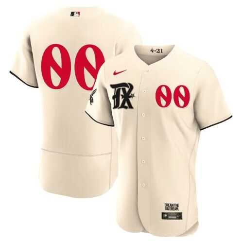 Mens Texas Rangers Customized Cream 2023 City Connect Flex Base Stitched Baseball Jersey